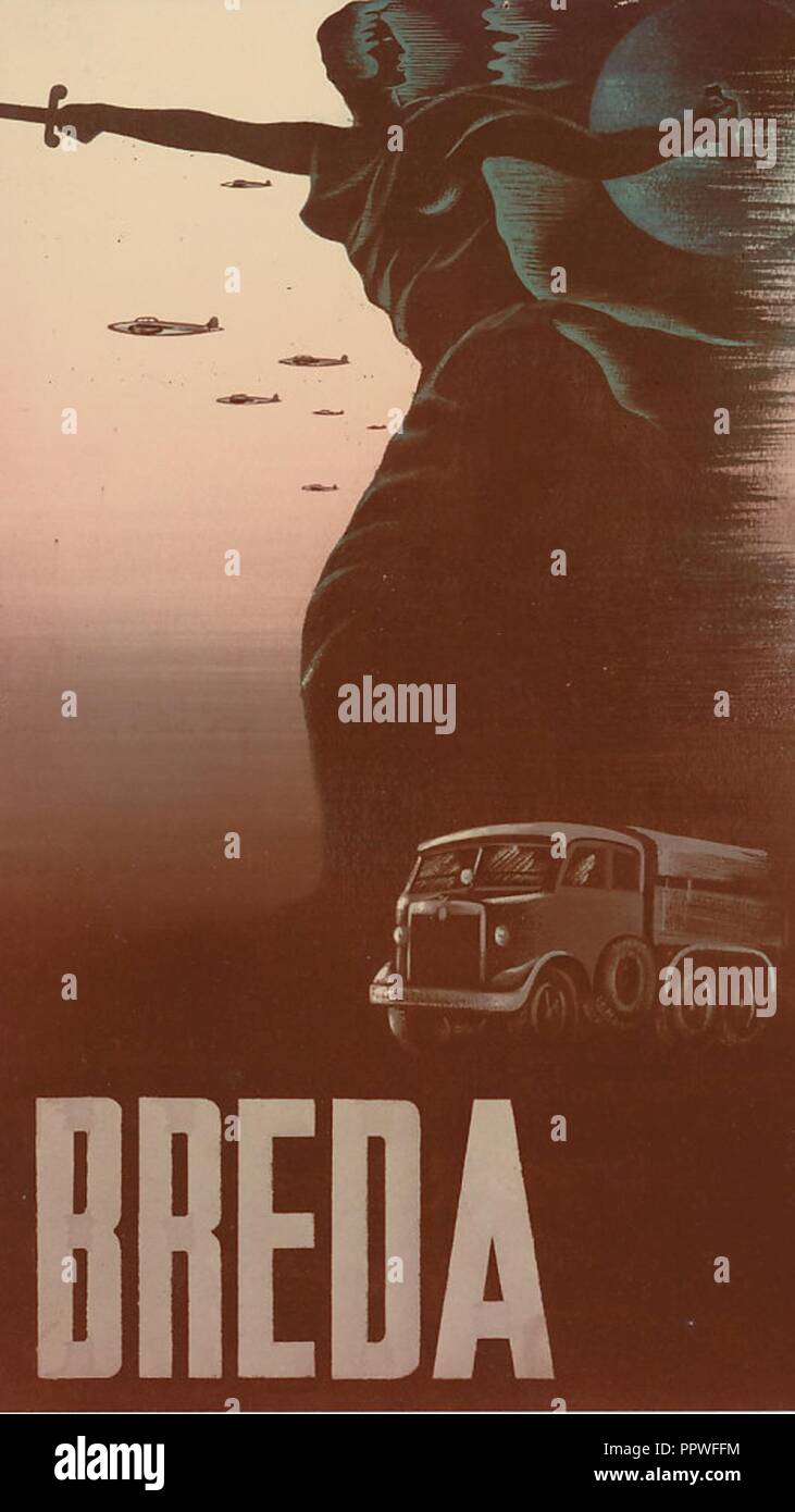 Bozzetto pubblicitario per gli aerei e il Camion coloniale Dovunque, 1938 ca Stockfoto