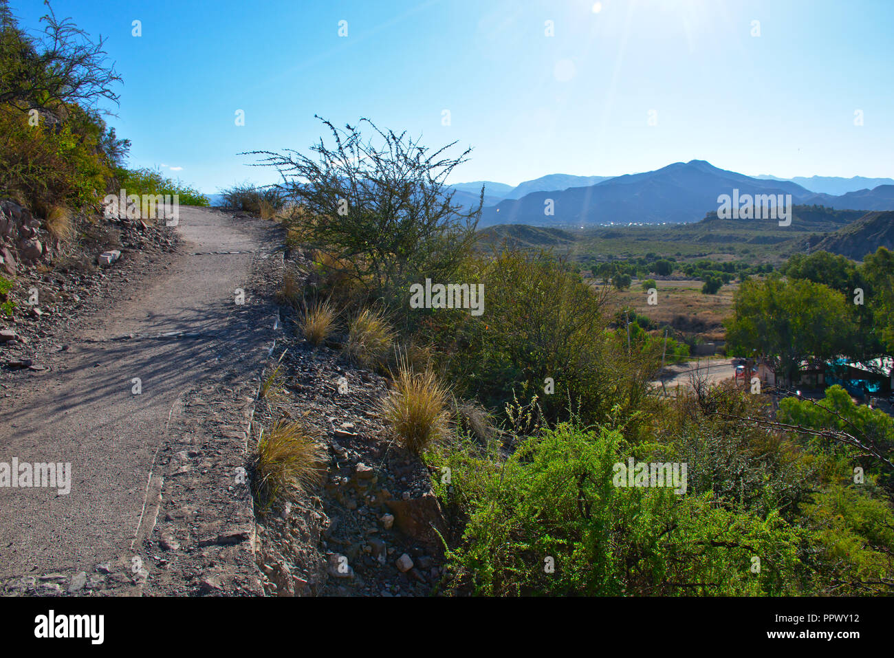 Bis zum Cerro de la Gloria Hügel in Mendoza - Argentinien Stockfoto