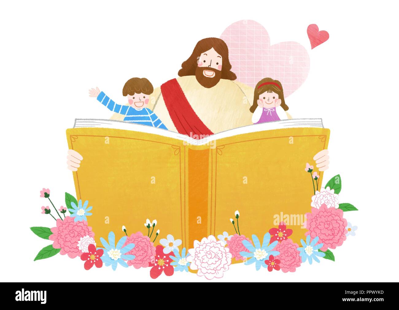 Die Bibel Schule Jesu mit Kindern Vector Illustration. 004 Stock Vektor