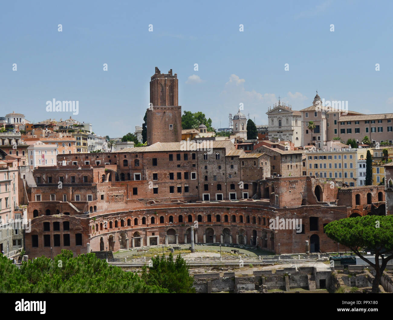 Die Trajan Markt auf die Via Dei Fori Imperiali in Rom. Stockfoto