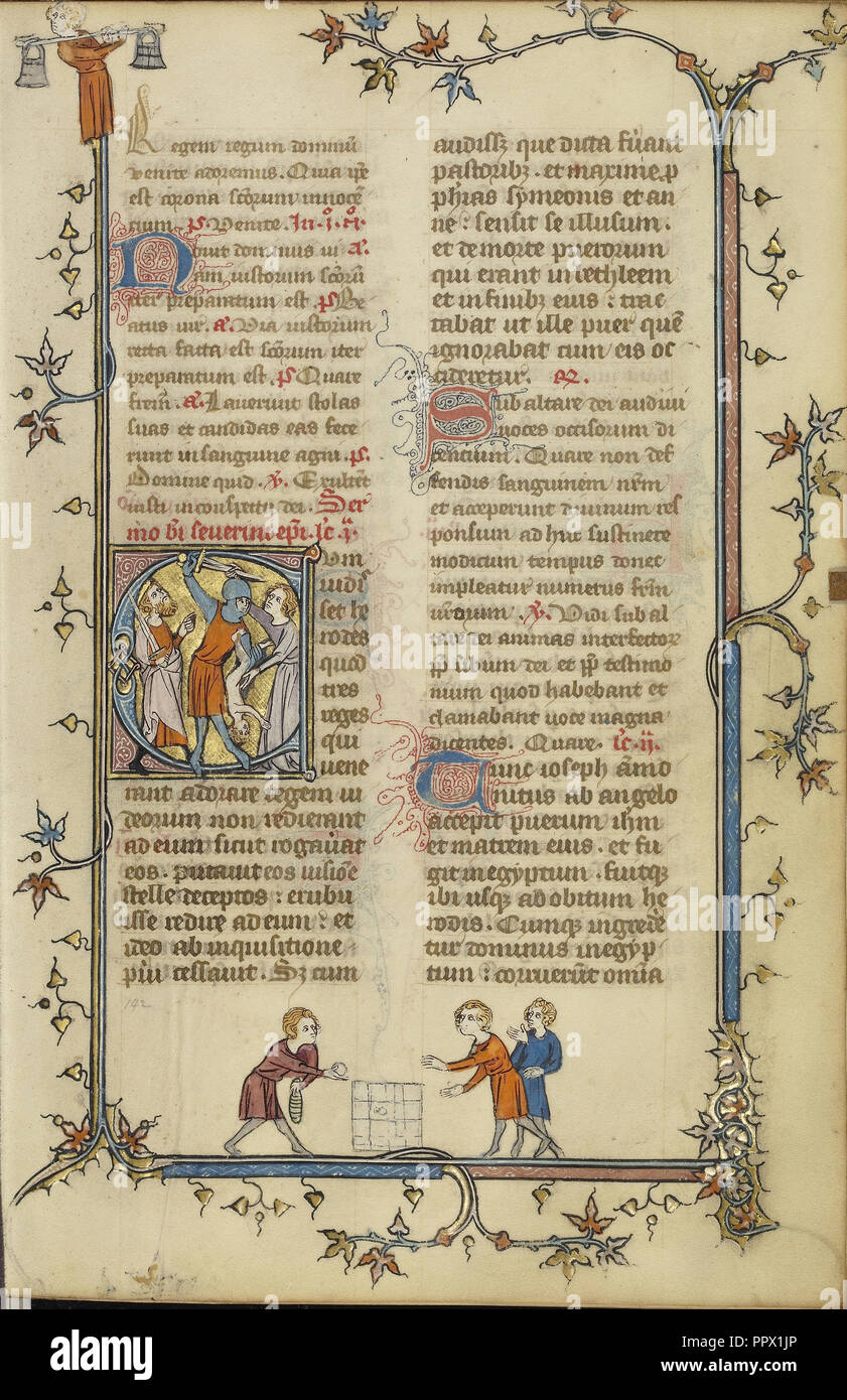 Erste C: Der Mord der unschuldigen Kinder; Paris, Frankreich; über 1320 - 1325; Tempera Farben, Blattgold, und Tusche auf Pergament Stockfoto
