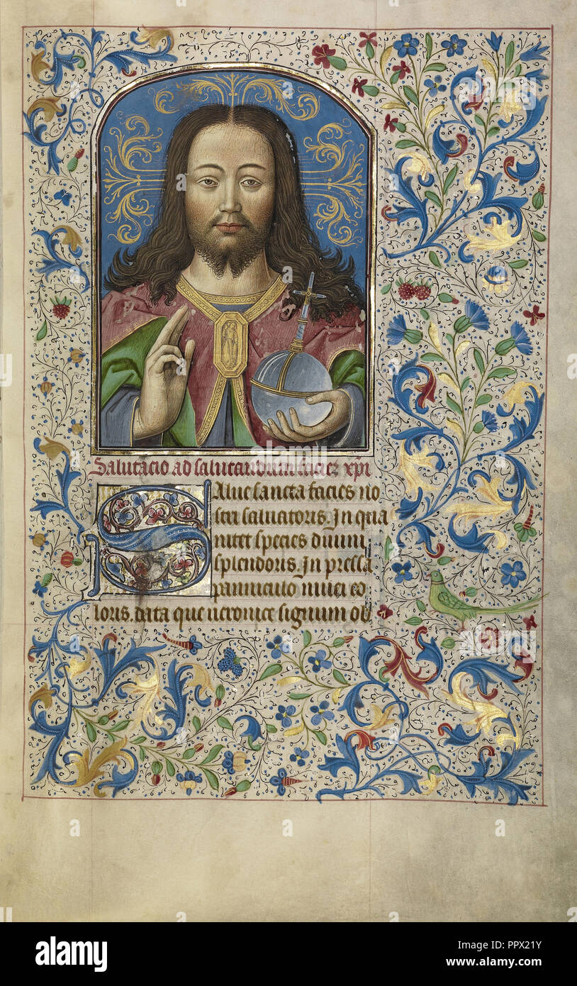 Der Erlöser der Welt; Workshop von Willem Vrelant, Flämisch, gestorben 1481, Aktiv, 1454-1481, Brügge, Belgien; Anfang 1460 s Stockfoto