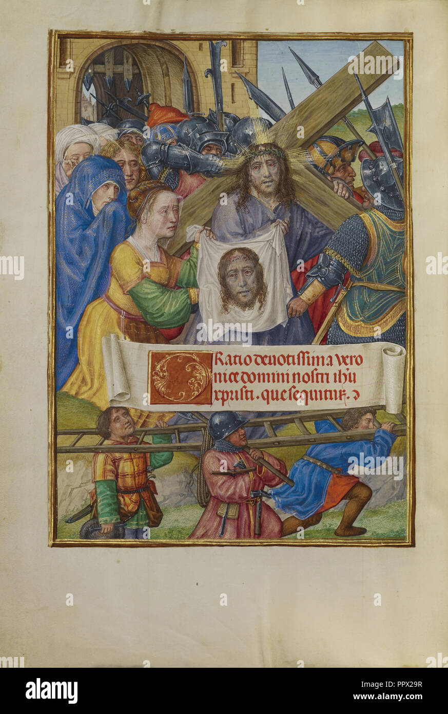 Der Weg zum Kalvarienberg und Saint Veronica mit dem Sudarium; Master of James IV von Schottland, Flämisch, vor 1465 - etwa 1541 Stockfoto