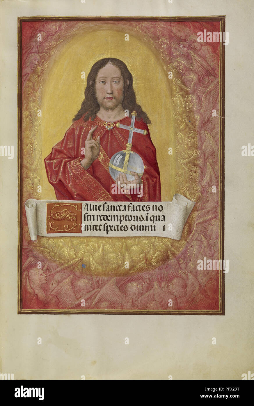 Christus in Majestät; Workshop der Master der ersten Gebetbuch von Maximilian, Flämisch, aktiv über 1475-1515, Brügge Stockfoto
