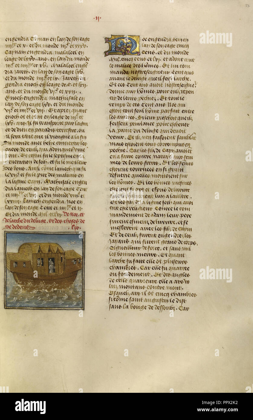 Die Arche Noah, Gent, Belgien; über 1475; Tempera Farben, Blattgold und Gold Farbe auf Pergament; Blatt: 43,8 x 30,5 cm Stockfoto
