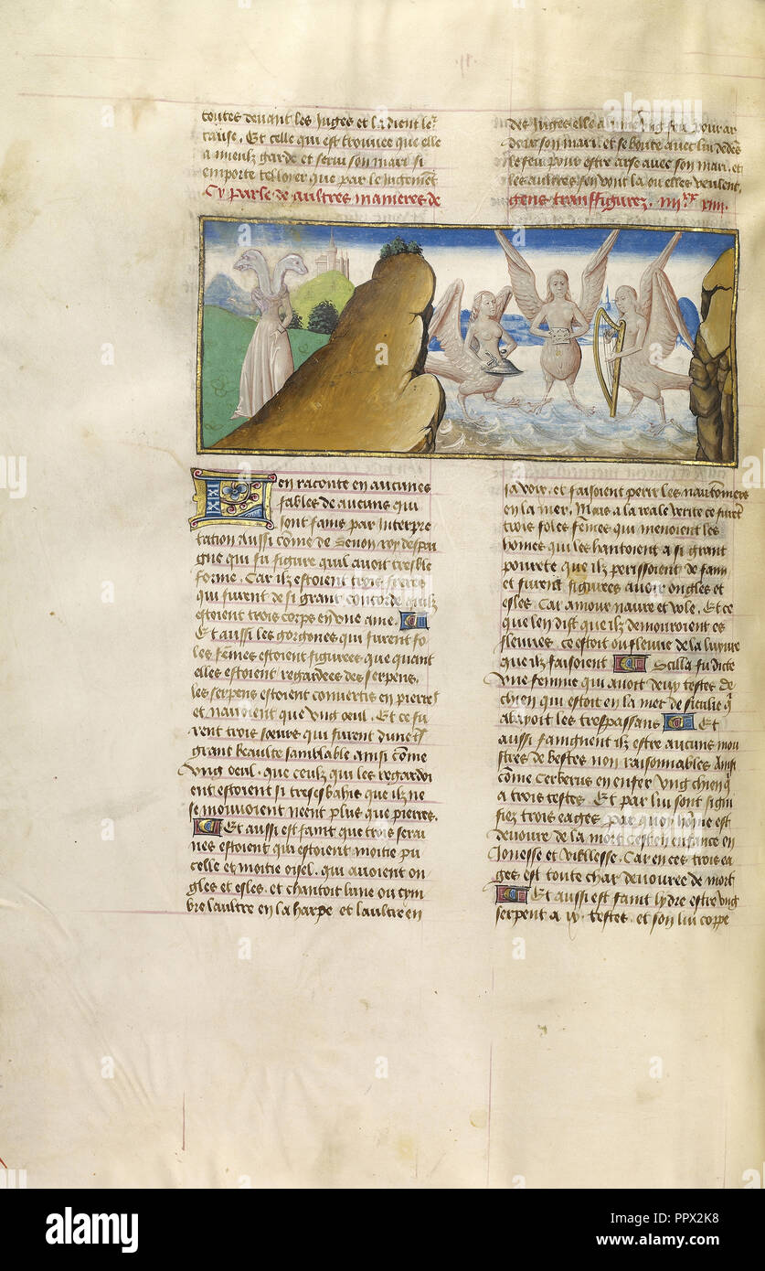 Scylla und Sirenen, Gent, Belgien; über 1475; Tempera Farben, Blattgold und Gold Farbe auf Pergament; Blatt: 43,8 x 30,5 cm Stockfoto