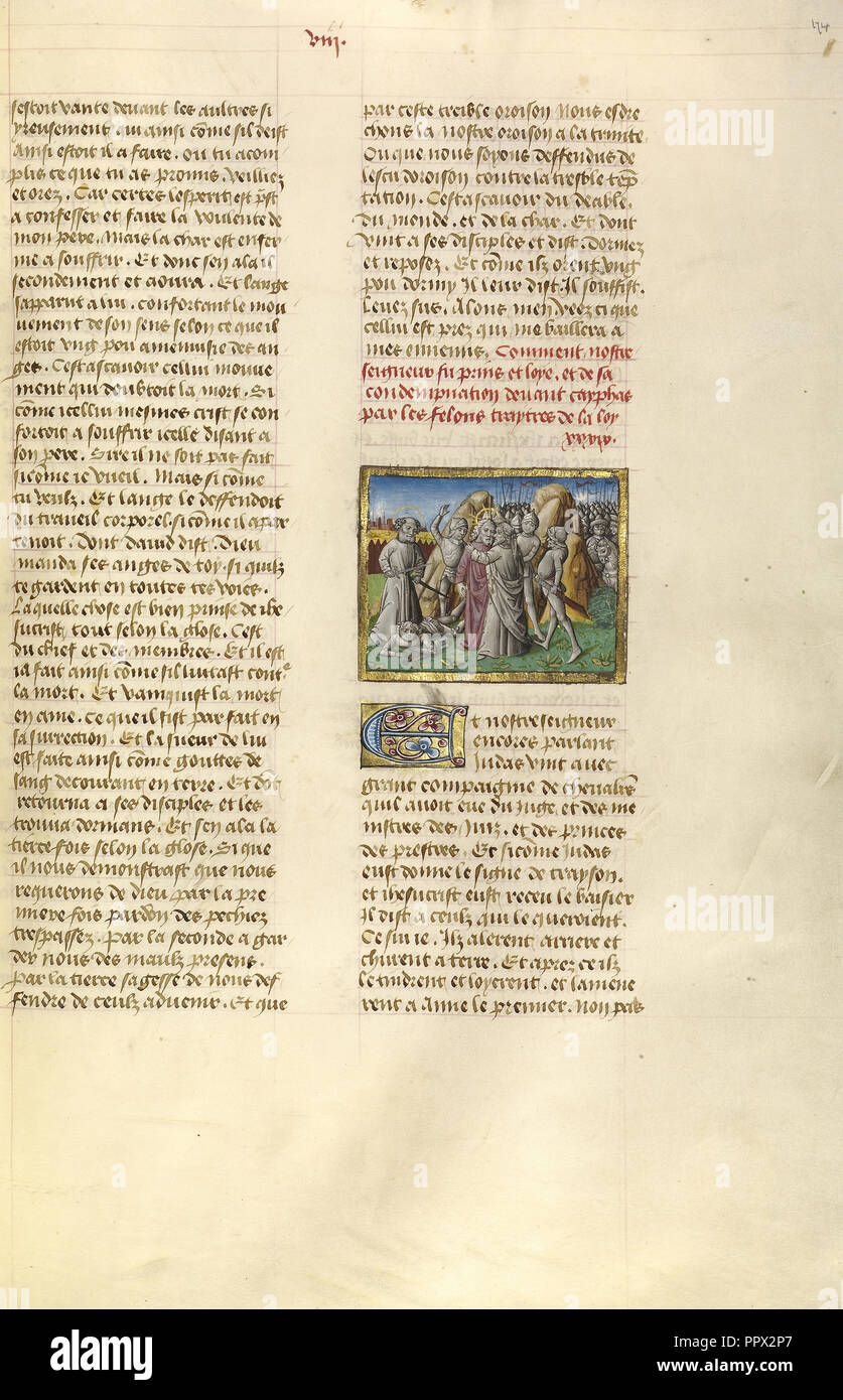 Der Verrat an Christus; Gent, Belgien; über 1475; Tempera Farben, Blattgold und Gold Farbe auf Pergament; Blatt: 43,8 x 30,5 cm Stockfoto