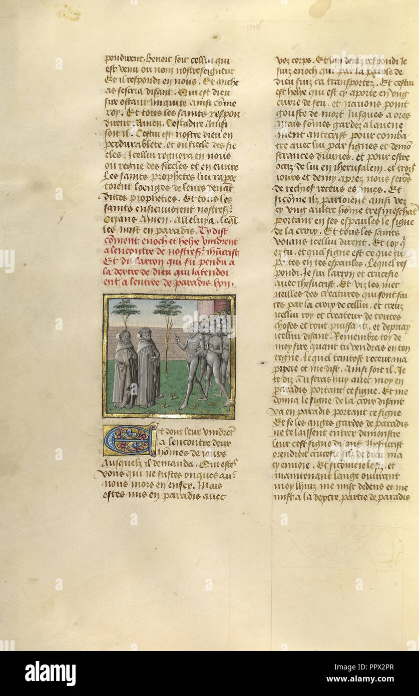 Henoch und Elia aus der Hölle; Gent, Belgien; über 1475; Tempera Farben, Blattgold und Gold Farbe auf Pergament; Blatt Stockfoto
