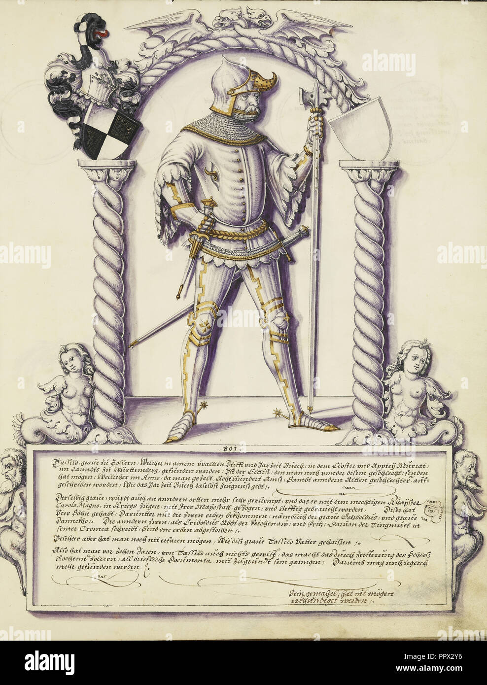 Tassilo Hohenzollern; Jörg Ziegler, Deutsch, Anfang des 16. Jahrhunderts - 1574,1577, Augsburg, wahrscheinlich, Deutschland; über 1572; Pen Stockfoto