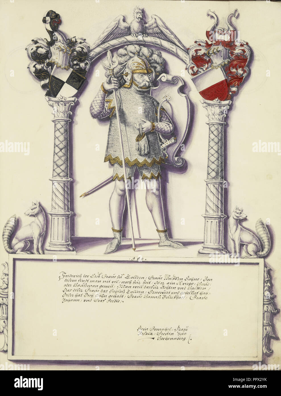 Friedrich I. von Hohenzollern; Jörg Ziegler, Deutsch, Anfang des 16. Jahrhunderts - 1574,1577, Augsburg, wahrscheinlich, Deutschland; über 1572; Pen Stockfoto