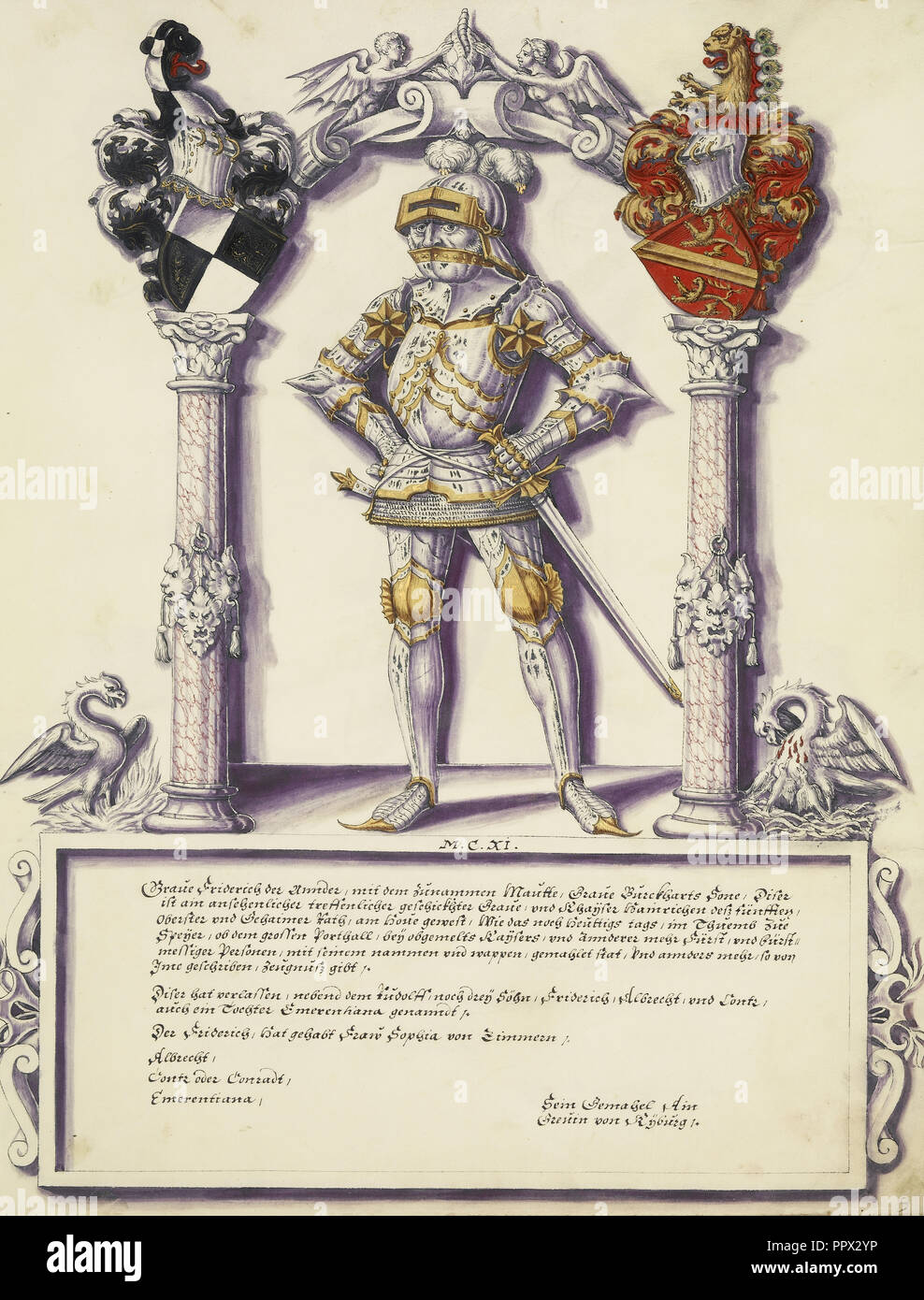 Friedrich II. von Hohenzollern; Jörg Ziegler, Deutsch, Anfang des 16. Jahrhunderts - 1574,1577, Augsburg, wahrscheinlich, Deutschland; über 1572; Pen Stockfoto