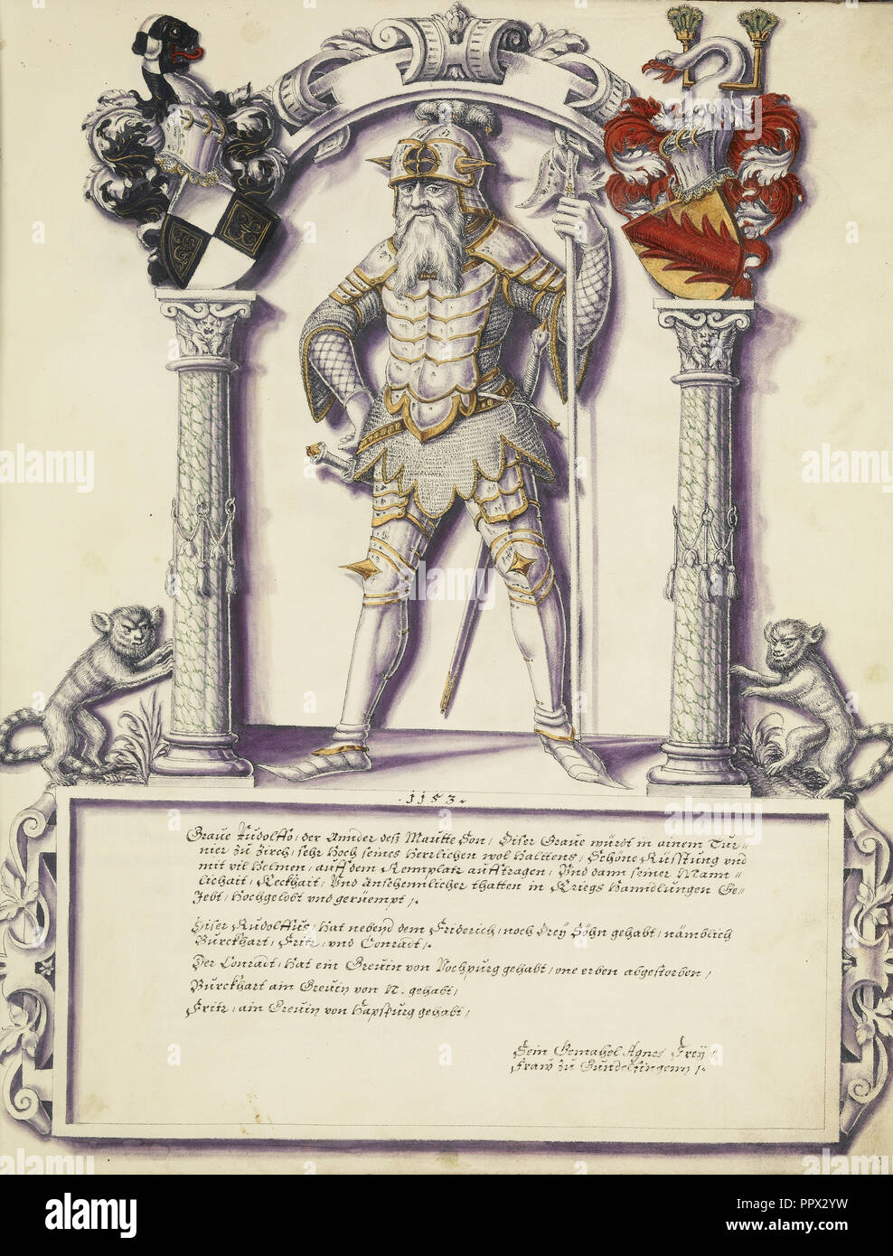 Rudolf II. von Hohenzollern; Jörg Ziegler, Deutsch, Anfang des 16. Jahrhunderts - 1574,1577, Augsburg, wahrscheinlich, Deutschland; über 1572; Pen Stockfoto
