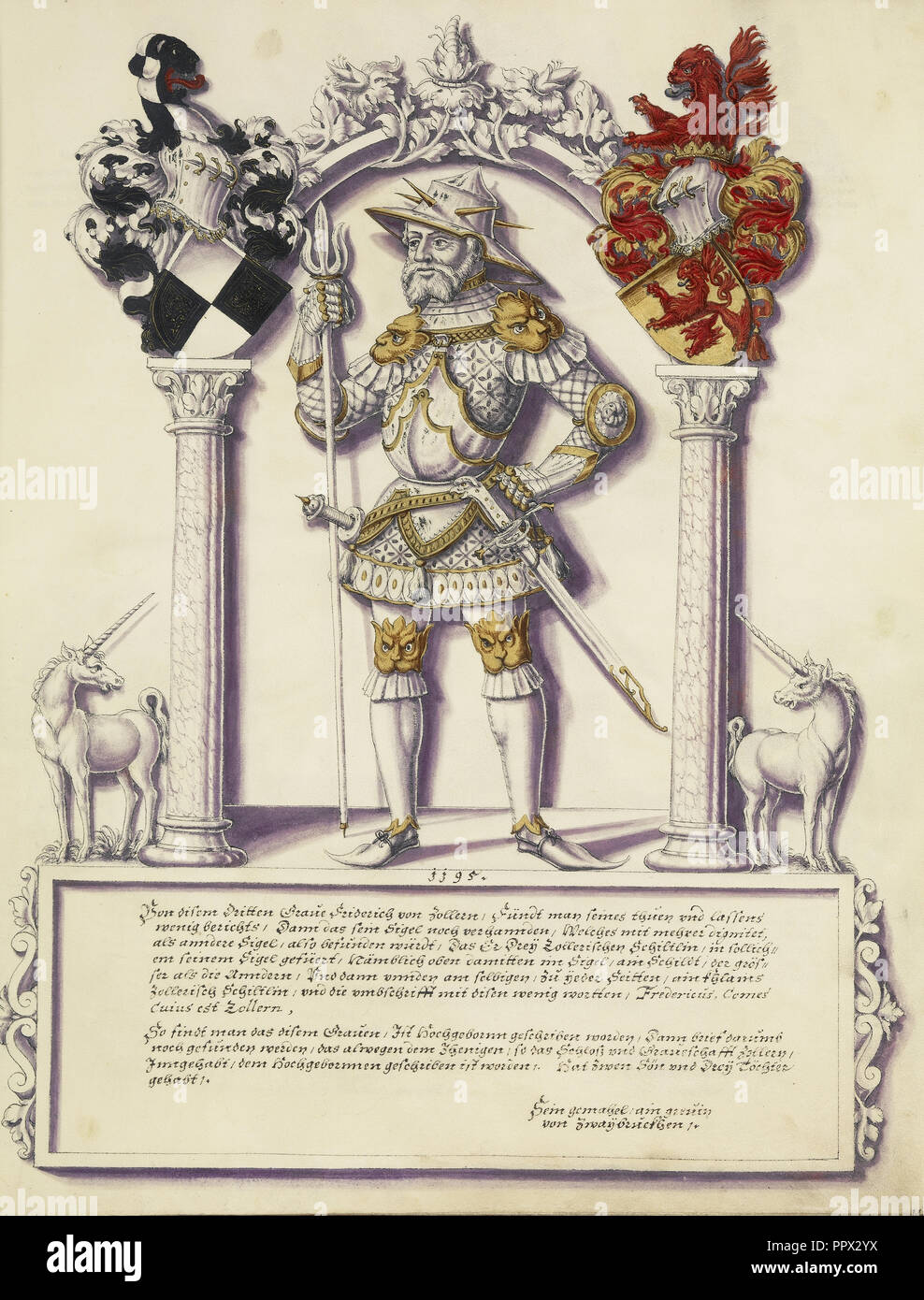 Friedrich III. von Hohenzollern; Jörg Ziegler, Deutsch, Anfang des 16. Jahrhunderts - 1574,1577, Augsburg, wahrscheinlich, Deutschland; über 1572; Pen Stockfoto