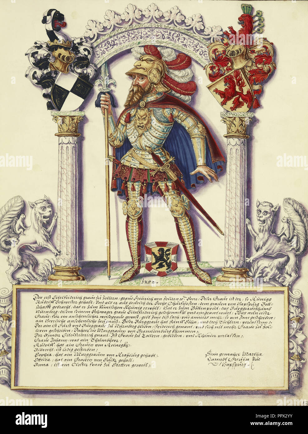 Ich eitelfriedrich Hohenzollern; Jörg Ziegler, Deutsch, Anfang des 16. Jahrhunderts - 1574,1577, Rottenburg, Deutschland; über 1572; Pen Stockfoto