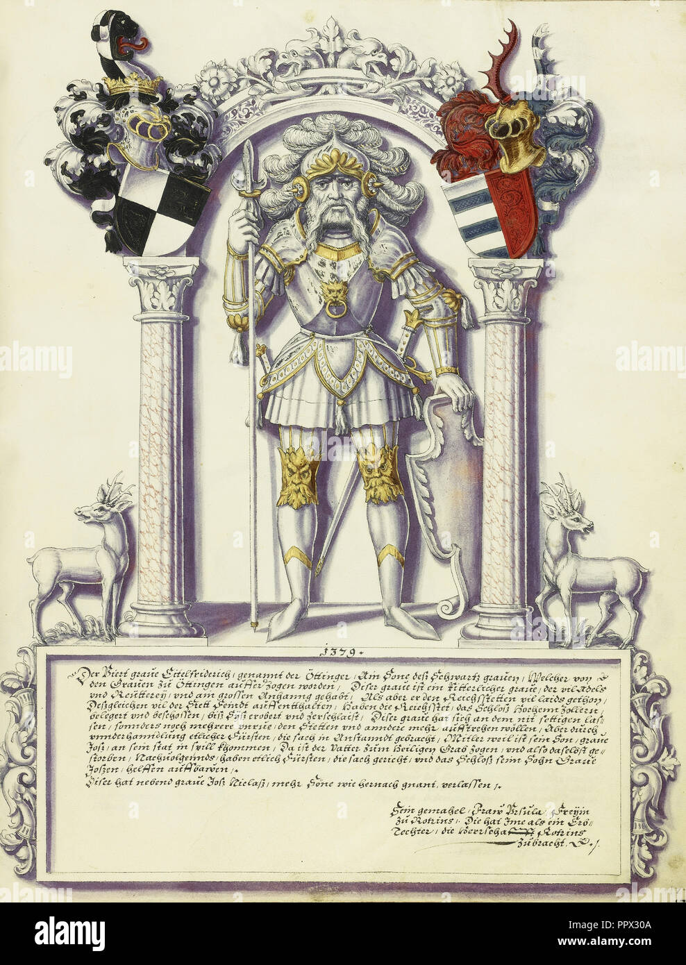 Eitelfriedrich IV Hohenzollern; Jörg Ziegler, Deutsch, Anfang des 16. Jahrhunderts - 1574,1577, Rottenburg, Deutschland; über 1572; Pen Stockfoto