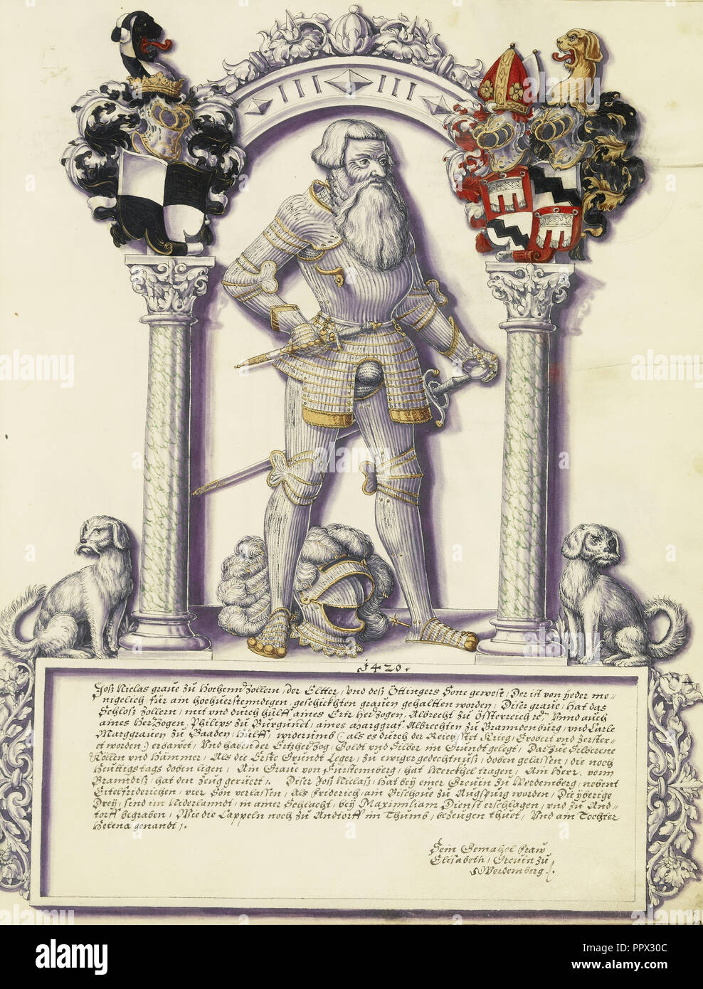 Jost Nikolaus Hohenzollern; Jörg Ziegler, Deutsch, Anfang des 16. Jahrhunderts - 1574,1577, Augsburg, wahrscheinlich, Deutschland; über 1572; Pen Stockfoto
