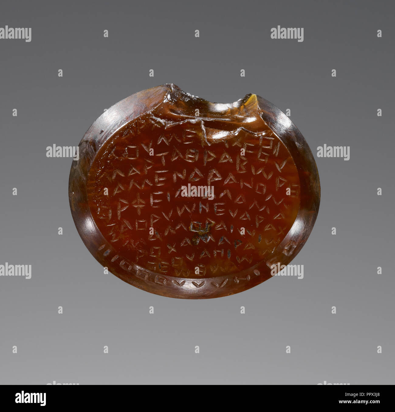 Gravierte Schmuckstück; Römisches Reich; 3. Jahrhundert; Hämatit; 1,6 cm, 5,8 in Stockfoto
