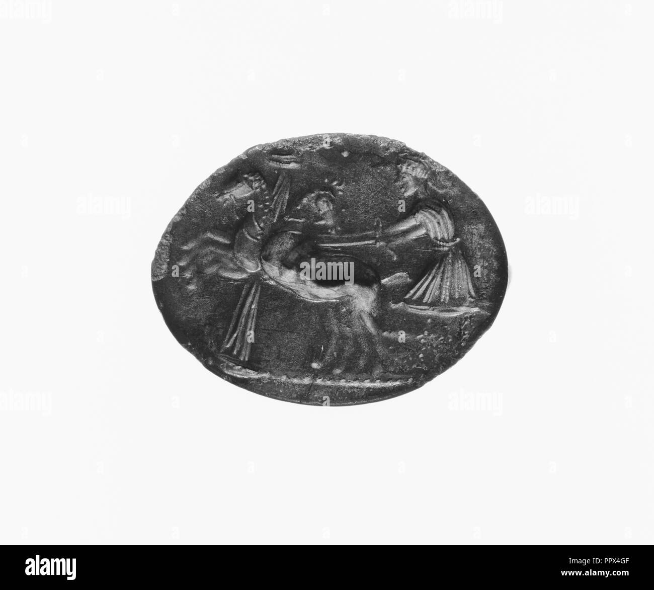 Ring; Griechenland; spät 5. Jahrhundert B.C; Bronze; 2,3 × 1,8 cm, 15,16 × 11,16 in Stockfoto