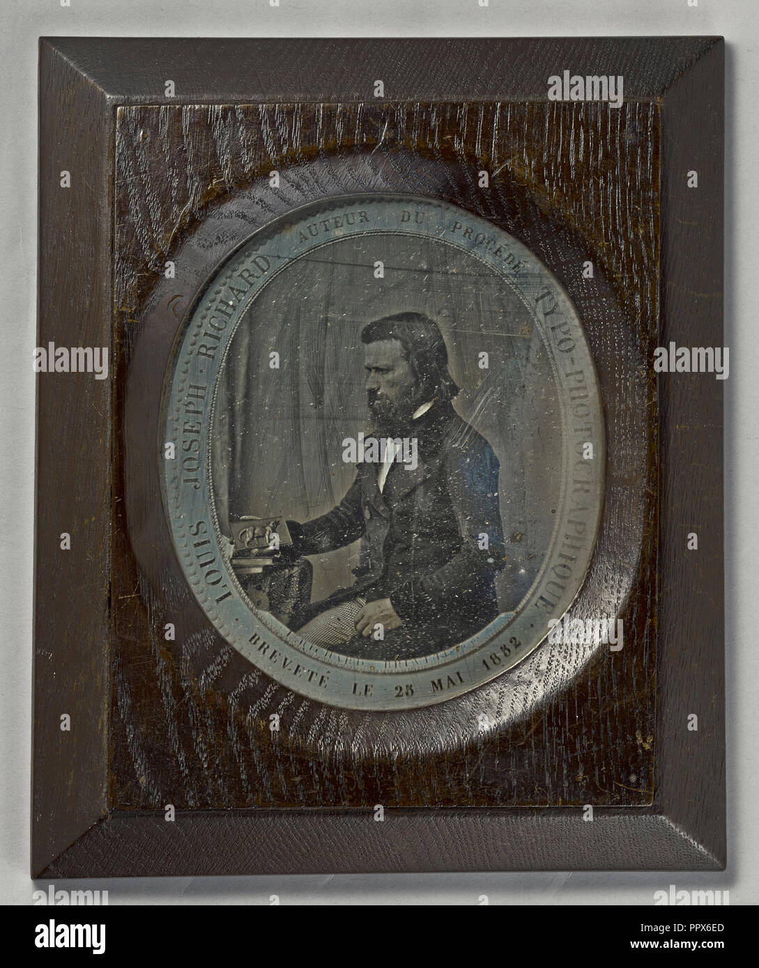 Louis Joseph Richard Auteur du procede Typo-Photographique Breveté Le 25 Mai 1852; Französisch; 25. Mai 1852; Daguerreotypie Stockfoto