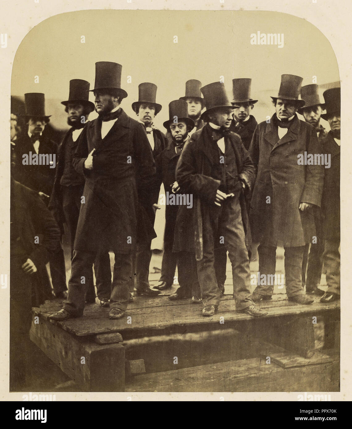 I.K. Brunel und andere die Beobachtung des Großen Östlichen Startversuch; Robert Howlett, Großbritannien, 1831 - 1858, London, England Stockfoto