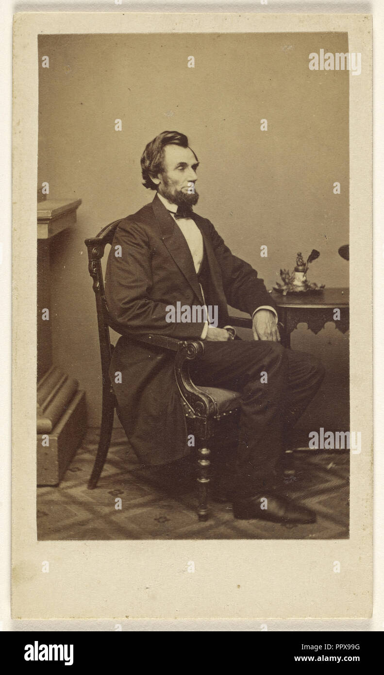 Präsident Abraham Lincoln, Washington D.C, Studio von Mathew B. Brady, Amerikanische, etwa 1823 - 1896, USA; 1865; Eiklar Stockfoto