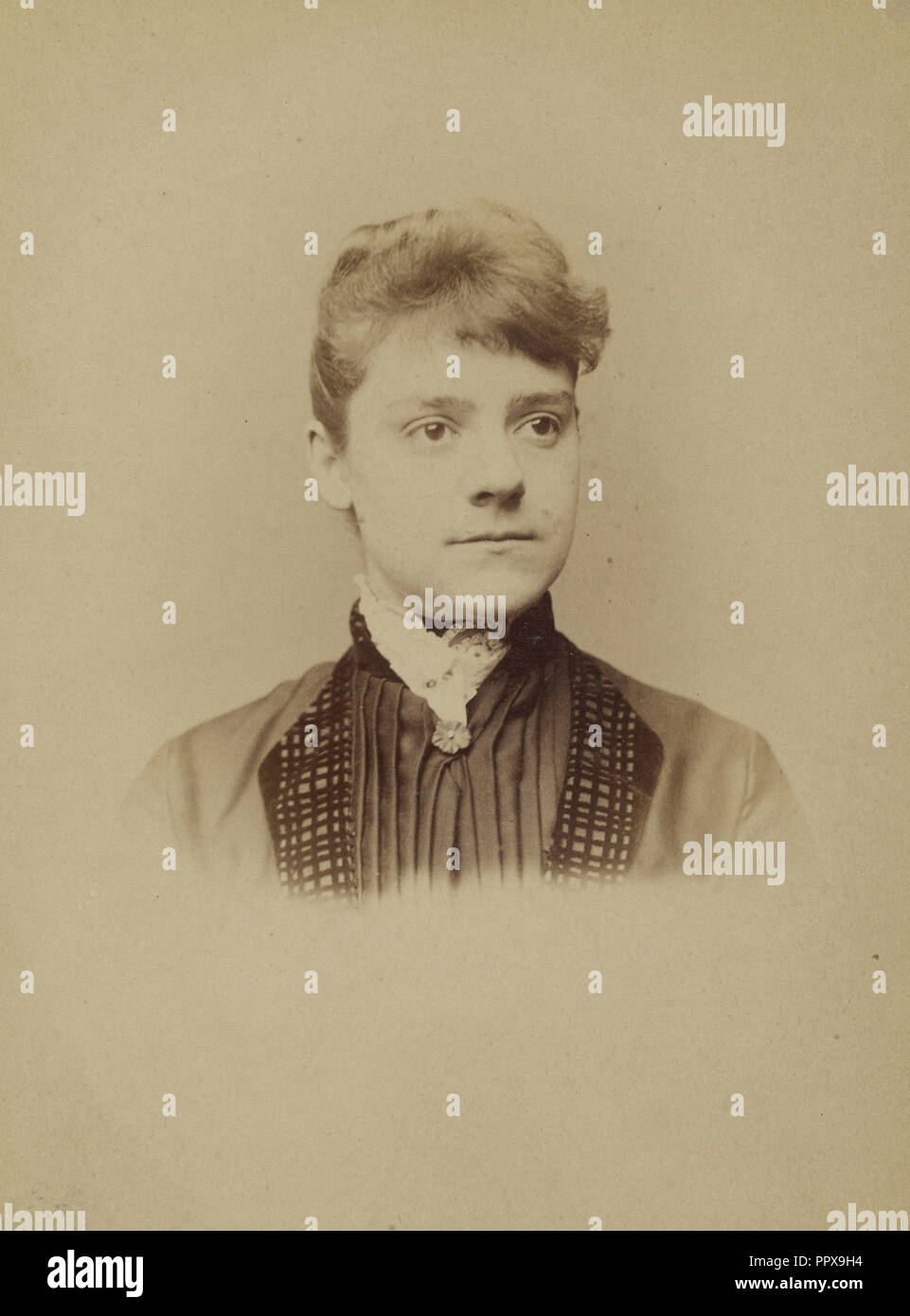 Kopf einer jungen Frau; J.R. Laughlin, Amerikanische, aktive 1860s - 1870s, 1880s; Eiklar silber Drucken Stockfoto