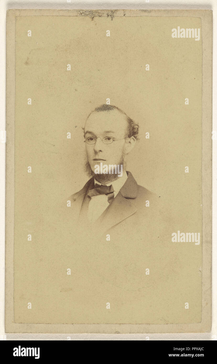 Chin-bärtigen Mann mit Draht Brille, in Vignette Stil gedruckt; James Cremer & James Dillon; 1870-1875; Eiklar silber Stockfoto