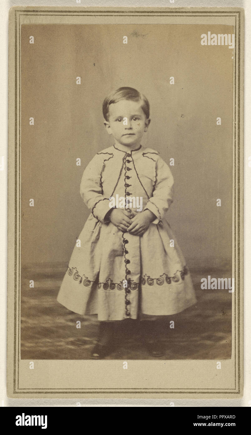 Dinkenspiel Junge Junge mit kurzen Haaren, trug ein Kleid - wie Kleid, stehend; William J. solltet, American, 1820 - 1903, 1870 Stockfoto