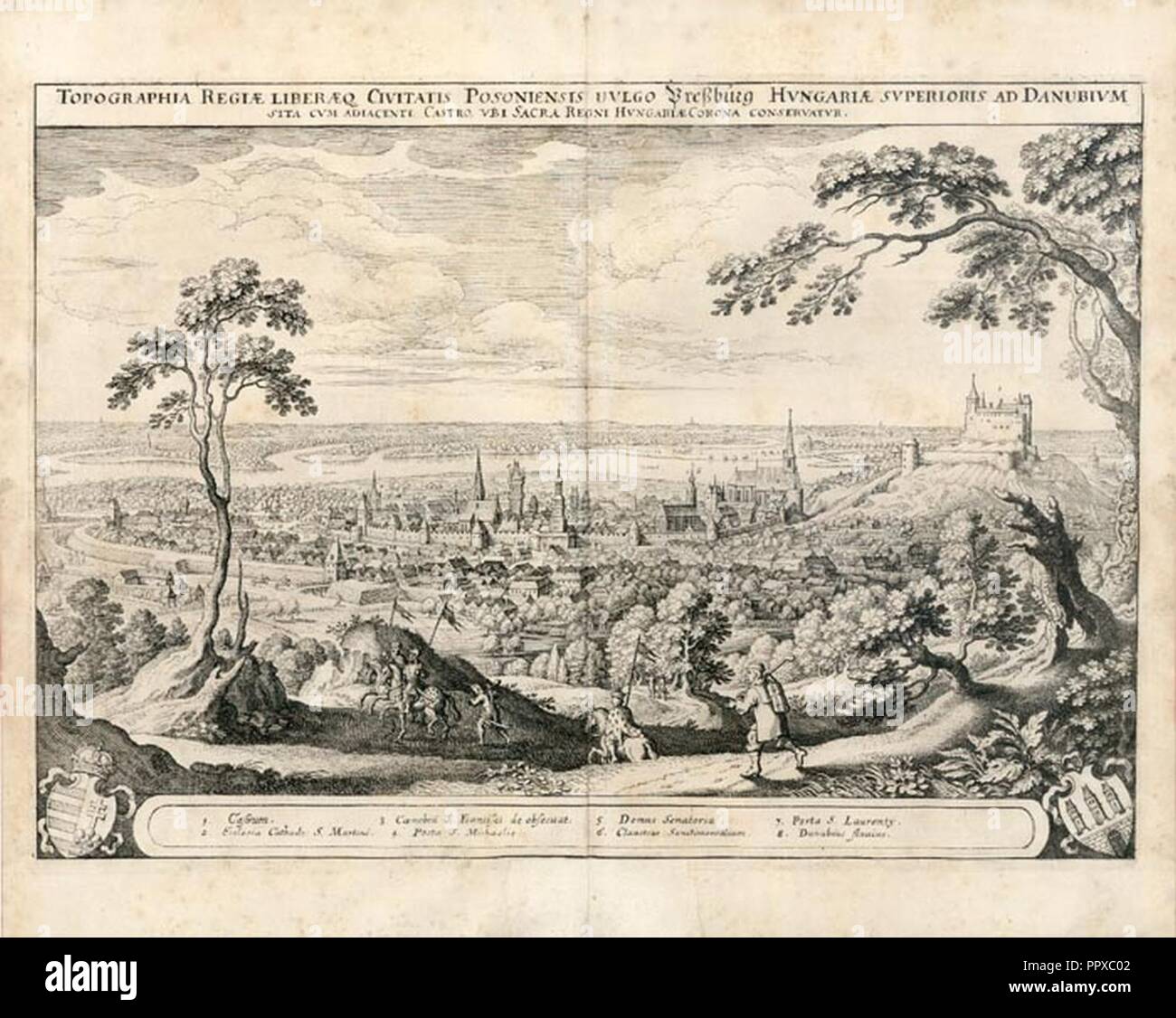 Bratislava (posonium) durch Matthaus Merian 1638. Stockfoto