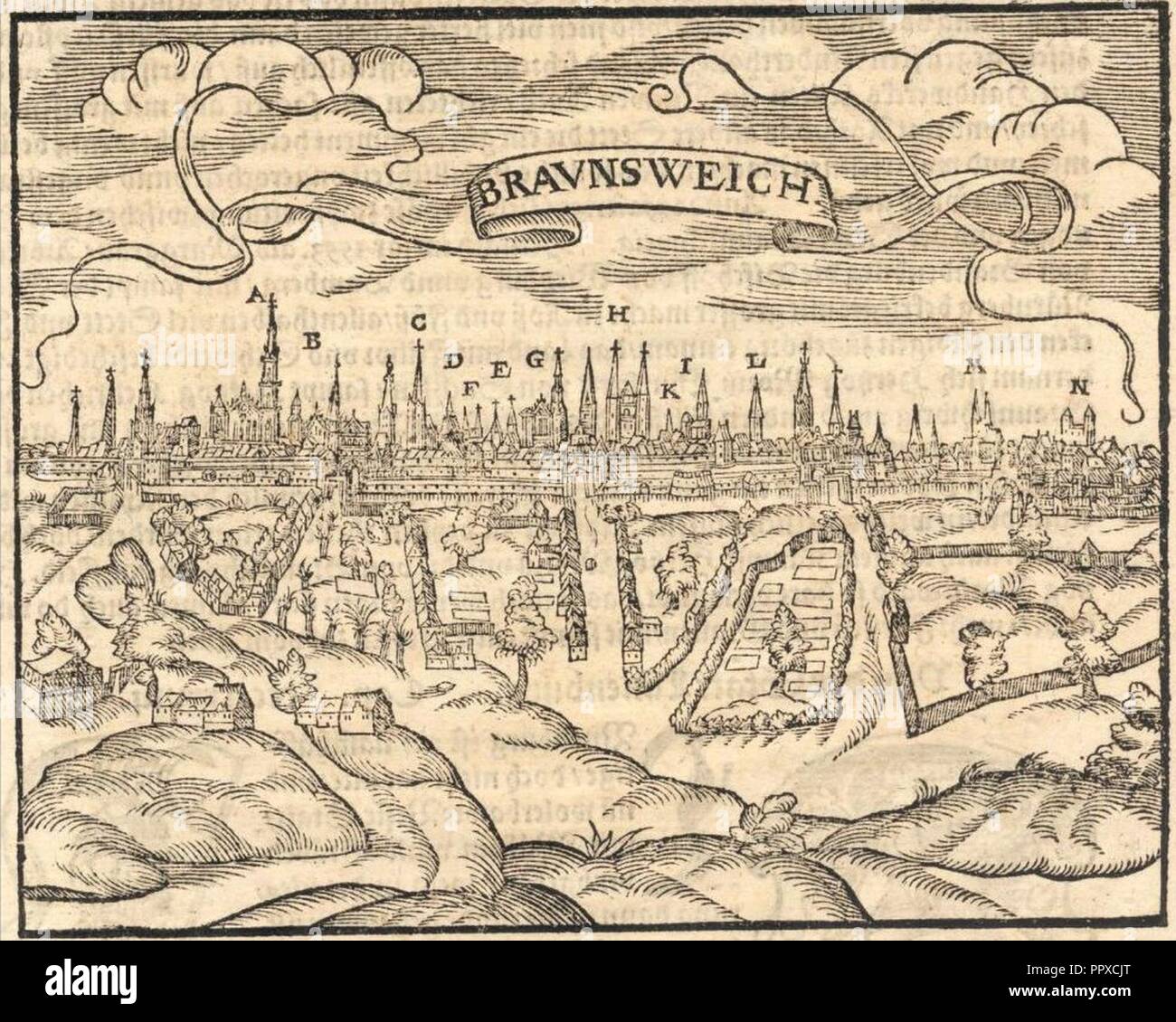 Braunschweig Braunschweig (Holzschnitt um 1550 Holzschnitt ca. 1550). Stockfoto