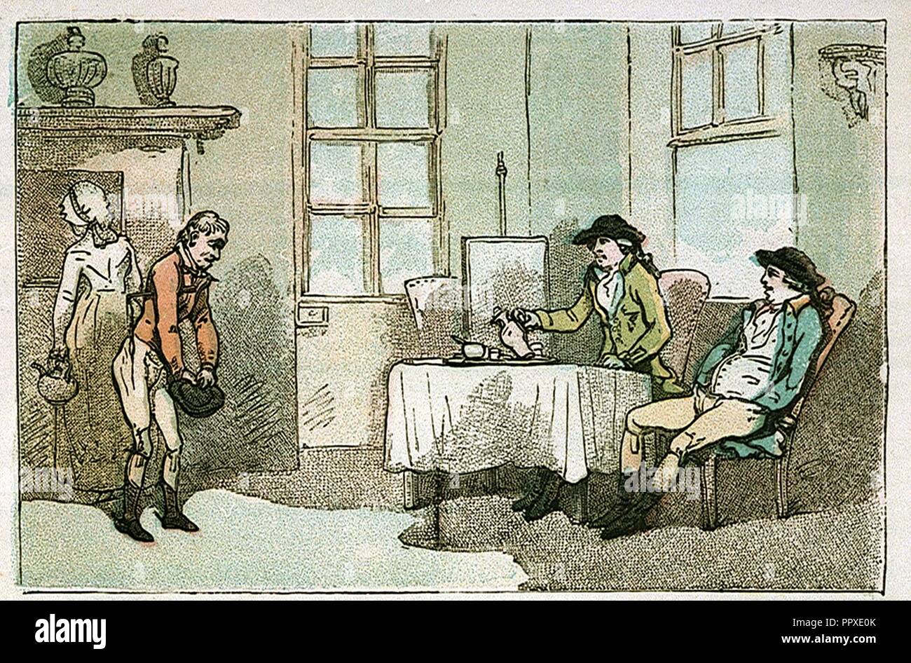 Frühstück in Egham - "Bitte Euer Ehren, denken Sie daran, ihre Postboy!" (Karikatur) Stockfoto