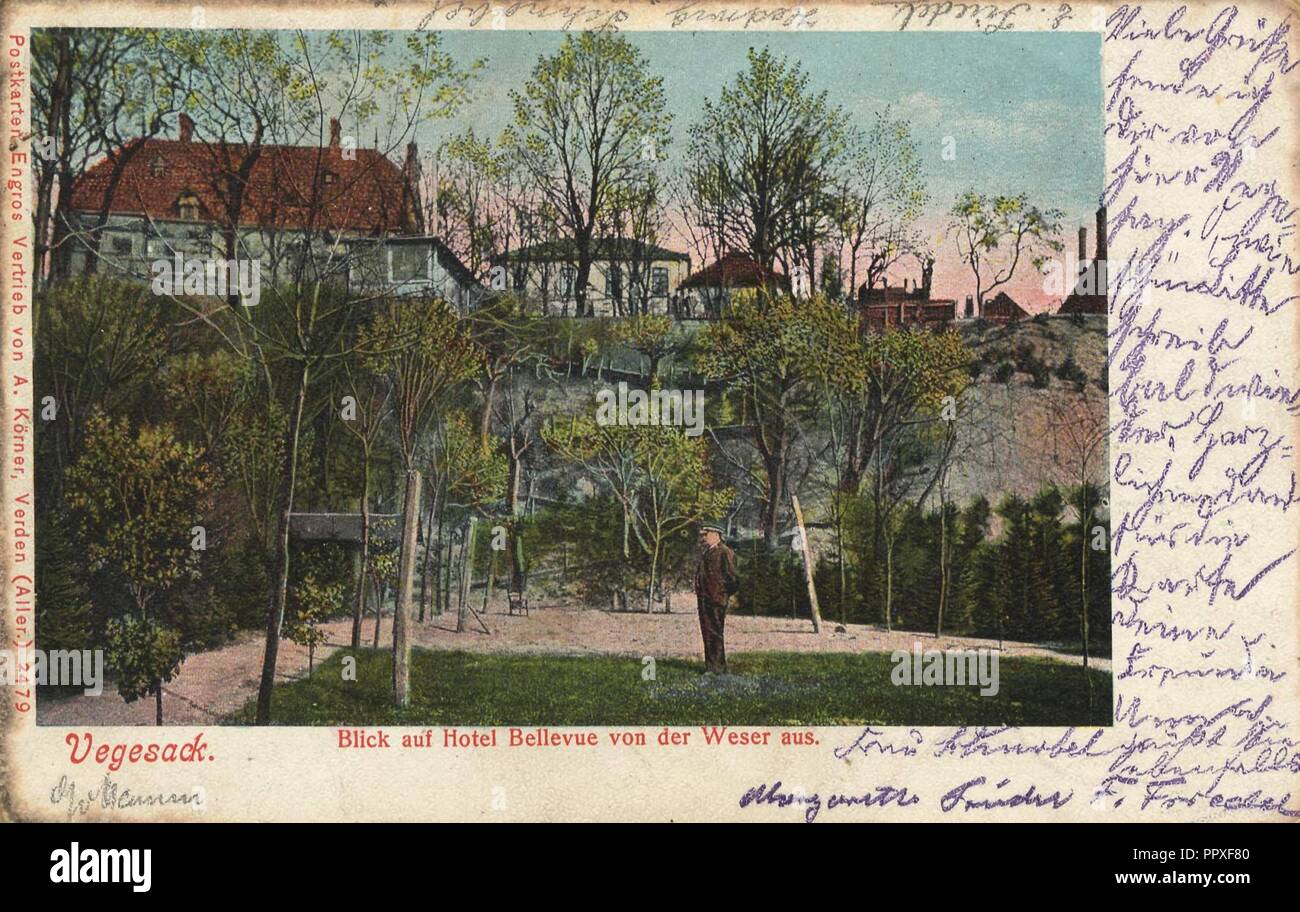 Bremen, Bremen - Hotel Bellevue von der Weser aus Stockfoto