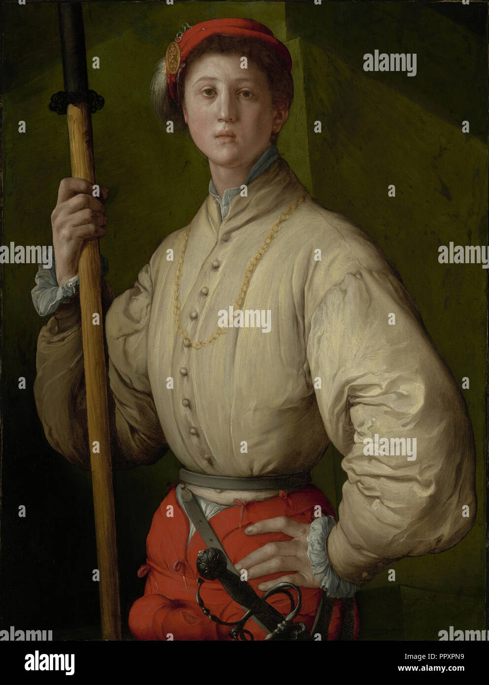 Porträt einer Hellebardier, Francesco Guardi?, Pontormo, Jacopo Carucci, Italienisch, Florentiner, 1494 - 1557, Italien; 1528 - 1530 Stockfoto