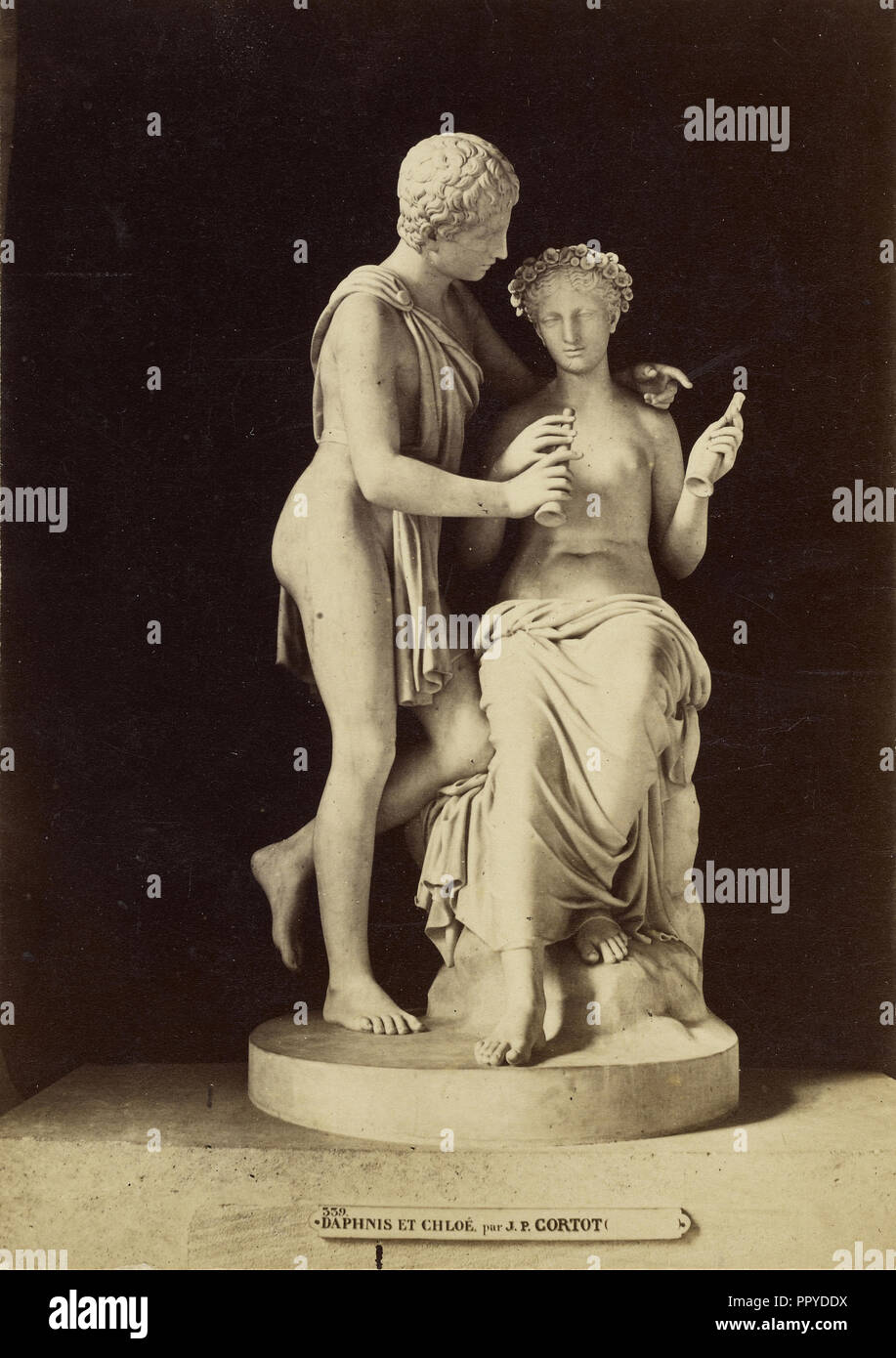 Daphnis und Chloé von cortot; Tommaso Cuccioni, Italienisch, 1790 - 1864, Paris, Frankreich; über 1852 - 1864; Eiklar silber Drucken Stockfoto