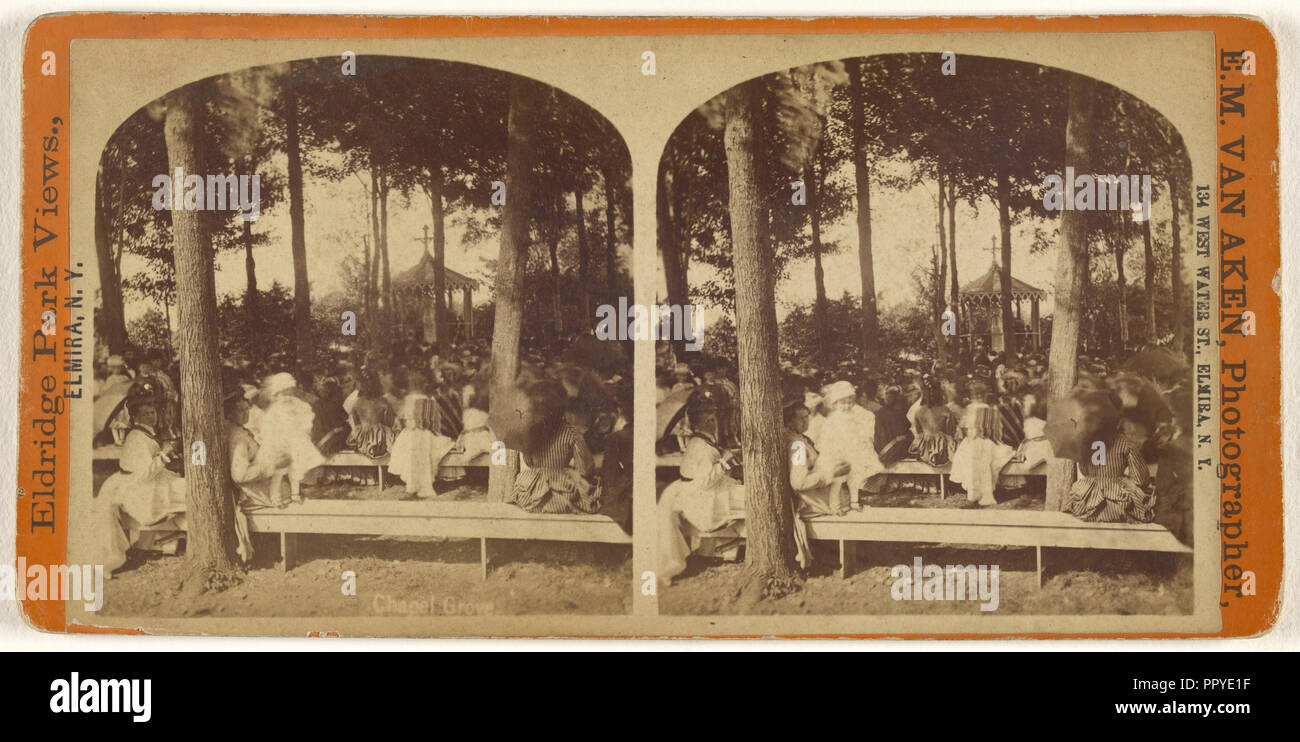 Kapelle Grove Eldridge Park, Elmira, N. Y; Elisa M. Van Aken, American, 1828 - 1904, 1870; Eiklar silber Drucken Stockfoto