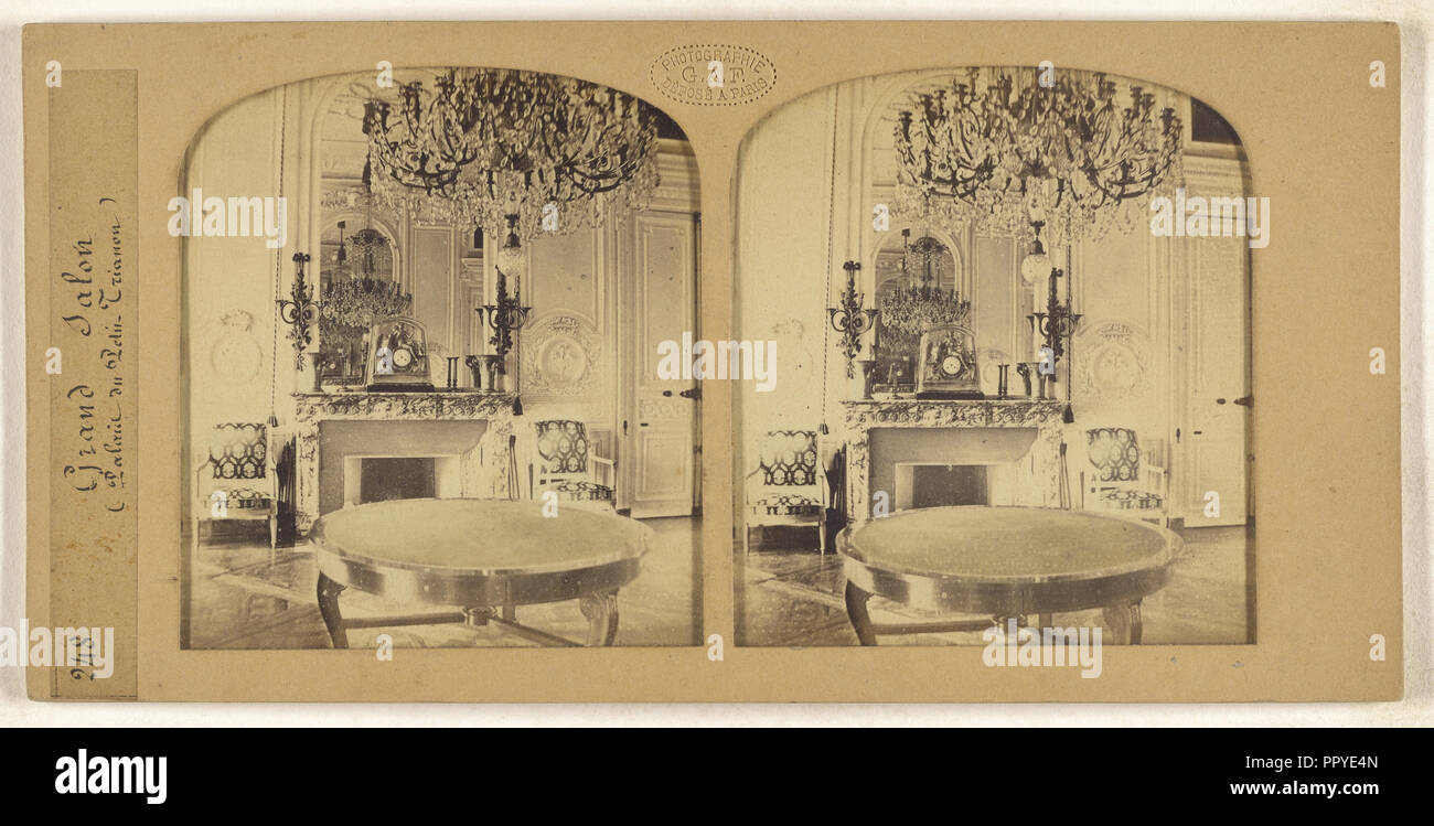Grand Salon, Palais du Petit Trianon, F. Grau, G.A.F., Französisch, Aktiv, 1850-1860, 1855-1865; Hand - farbige Eiweiß silber Stockfoto