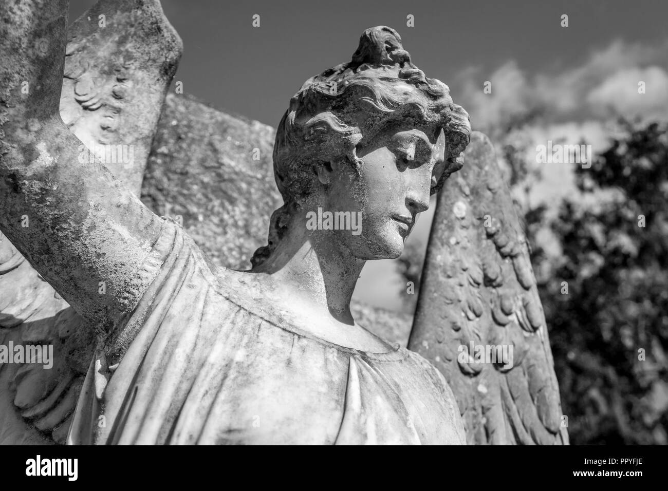 Stone Angel über eine Grabstätte. Stockfoto