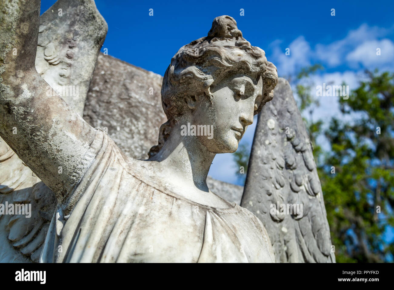 Stone Angel über eine Grabstätte. Stockfoto