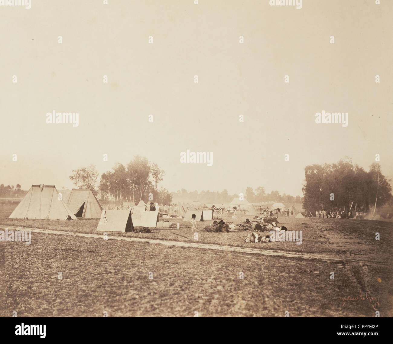 Das Biwak; Gustave Le Gray, Französisch, 1820-1884, Chalons, Frankreich; 1857; Eiklar silber Drucken Stockfoto