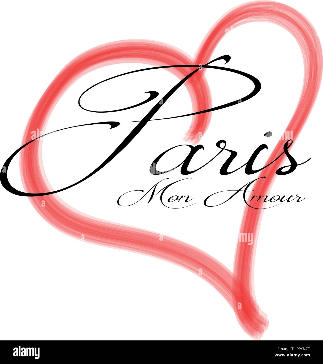 Paris Mon Amour in ein rotes Herz-Vektor Stock Vektor