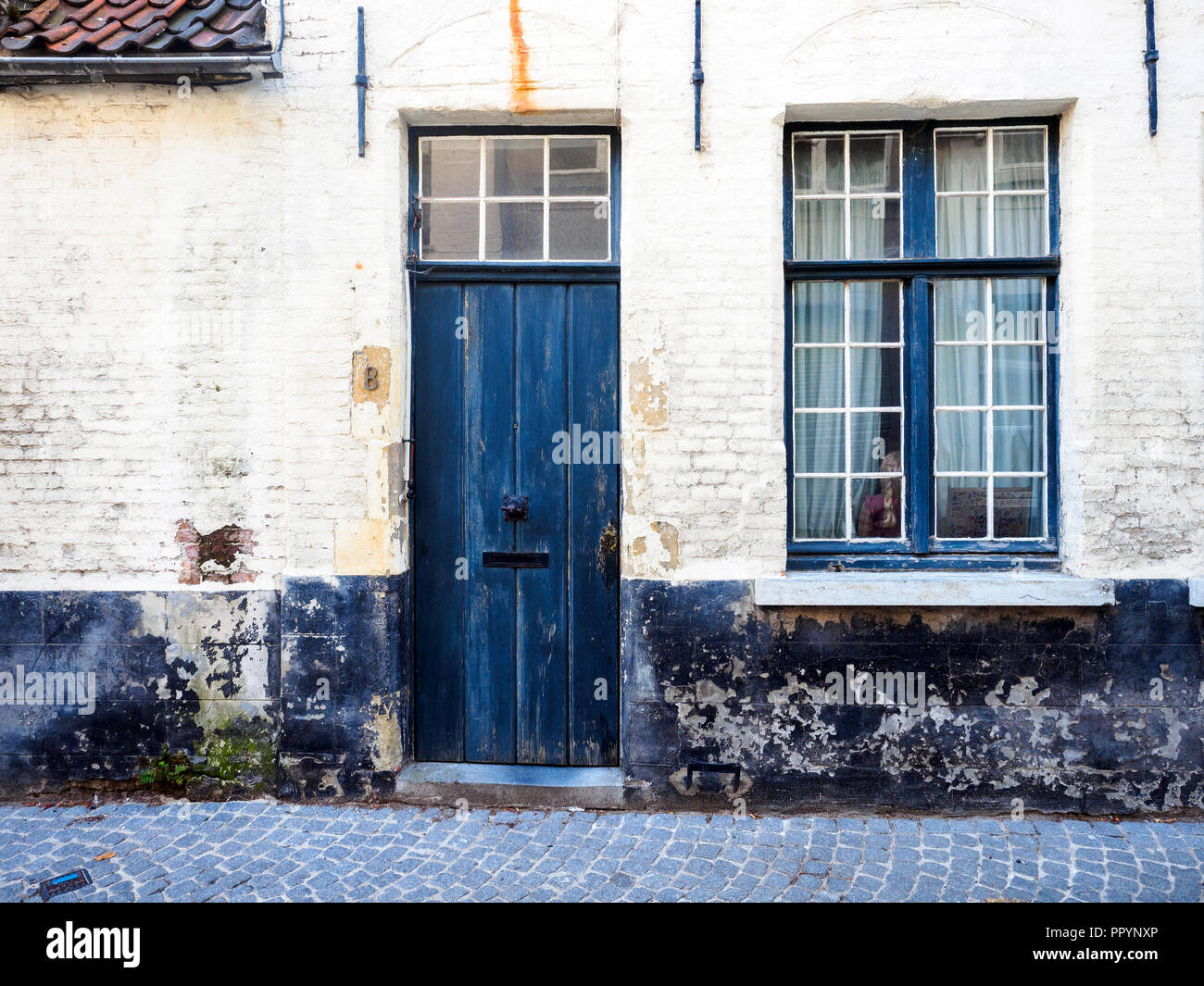 Haus Fassade - Brügge, Belgien. Stockfoto