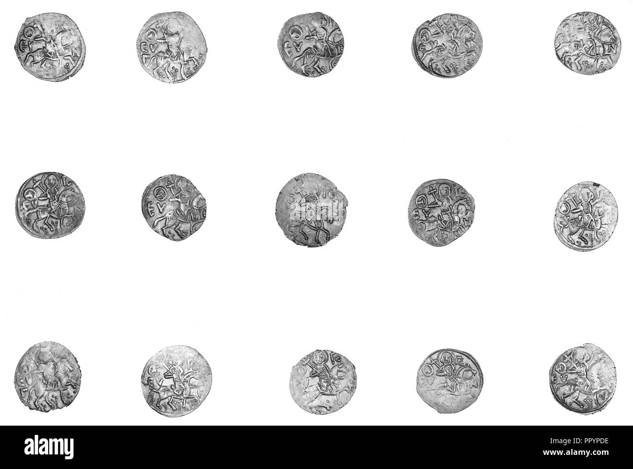 Trapezunt Münze; über das 13. Jahrhundert; Silber, Byzantinische Münzen des Reiches von Trebizonds Stockfoto