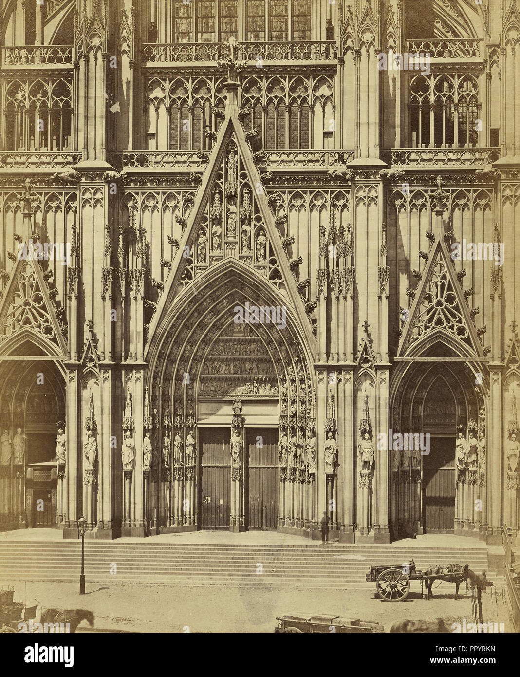Die Außenseite des Kölner Dom; Deutsch; Köln, Deutschland; 1880 - 1890; Eiklar silber Drucken Stockfoto