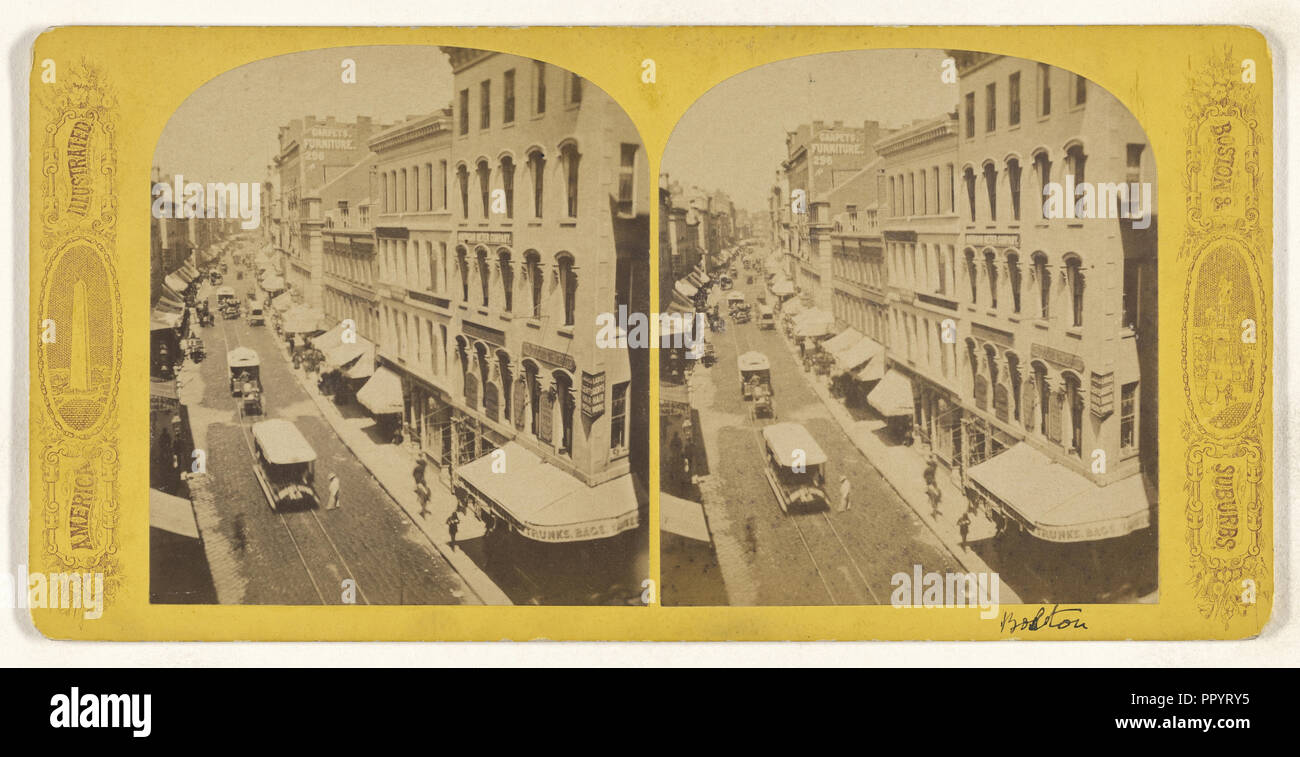 Washington Street, in der Nähe von Boston Theater; Amerikanische; 1876; Eiklar silber Drucken Stockfoto
