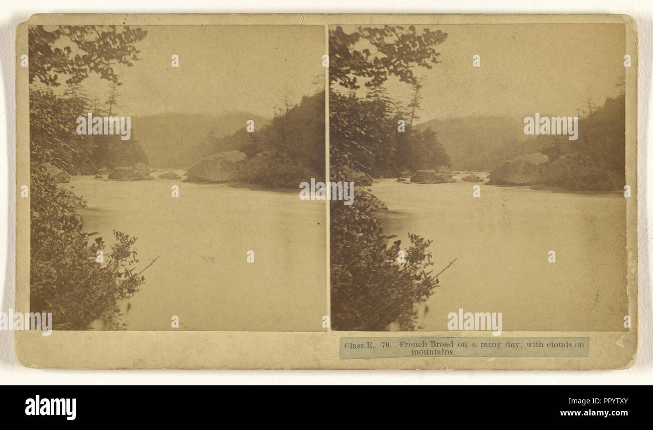 French Broad an einem regnerischen Tag, mit Wolken über die Berge; Nat W. Taylor & Jones; 1880 s; Eiklar silber Drucken Stockfoto