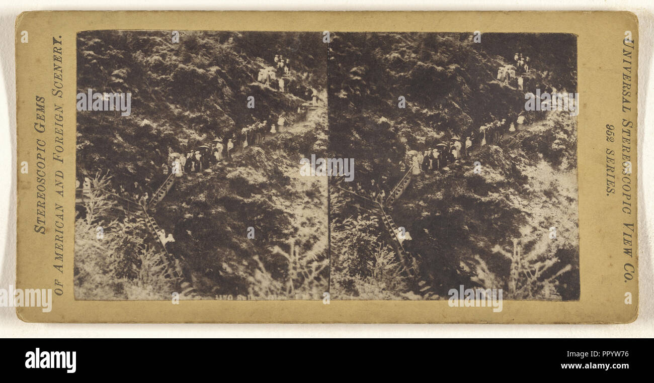 Menschen zu Fuß nach unten weg von Glen; Universal stereoskopische Ansicht Company; 1880; Lichtdruck Stockfoto