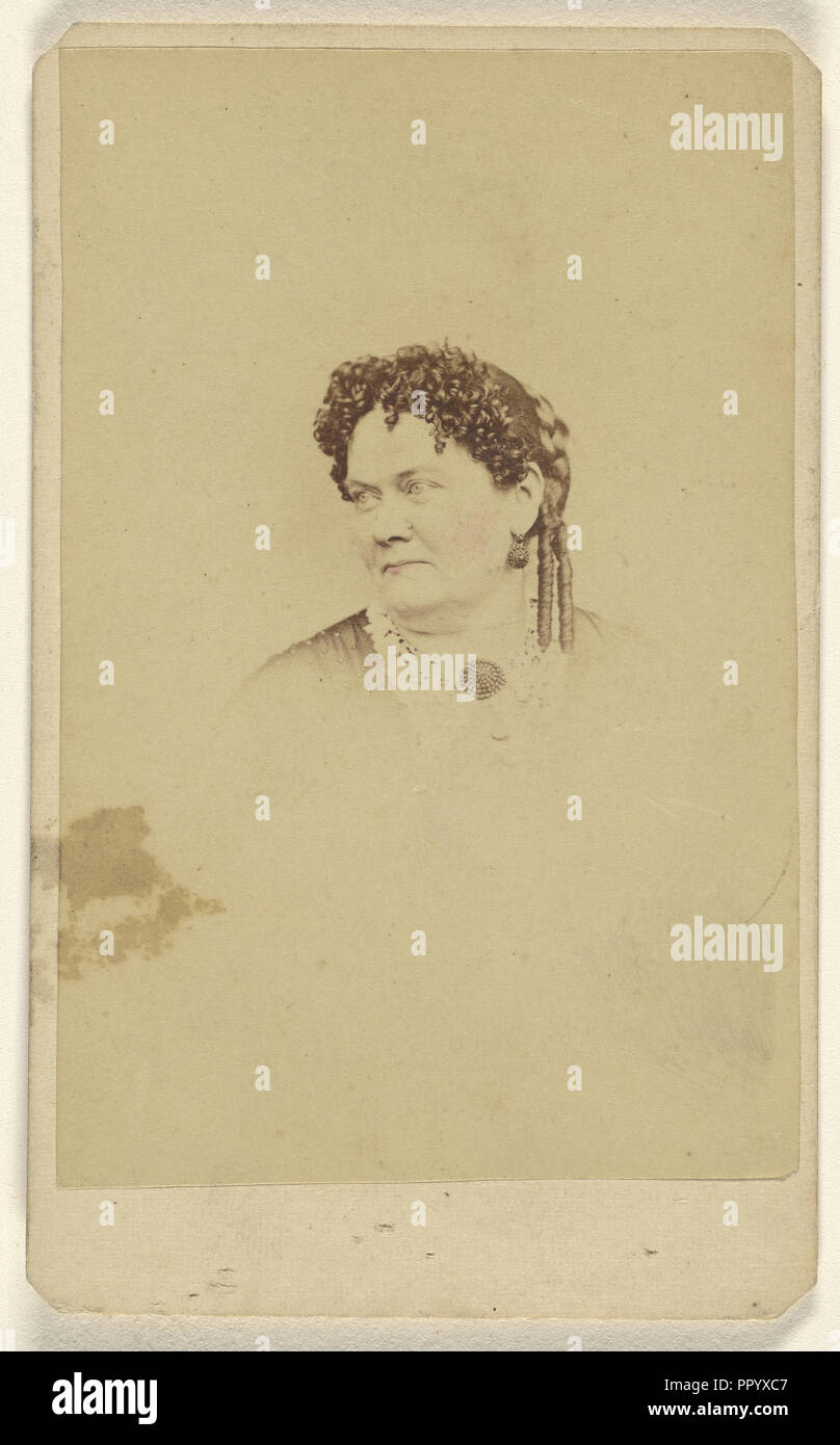 Frau mit zwei langen Locken, in Vignette Stil gedruckt; Lew Horning, Amerikanische, Aktiv, Philadelphia, Pennsylvania, 1860 s, 1865 Stockfoto