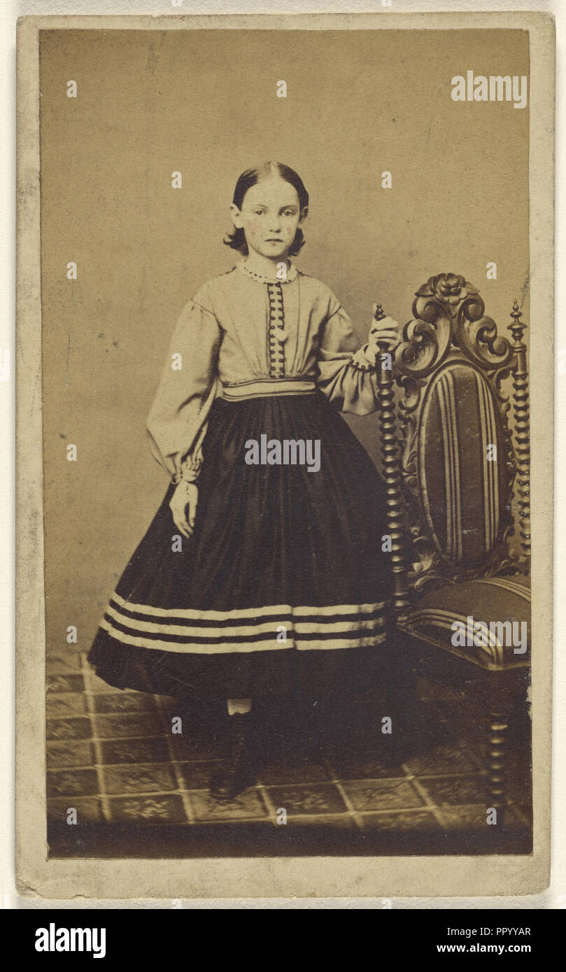 Junge Mädchen, stehend; John W. Hurn, Amerikanische, gestorben 1887, Aktiv, Philadelphia, Pennsylvania, 1865-1870; Eiklar silber Drucken Stockfoto