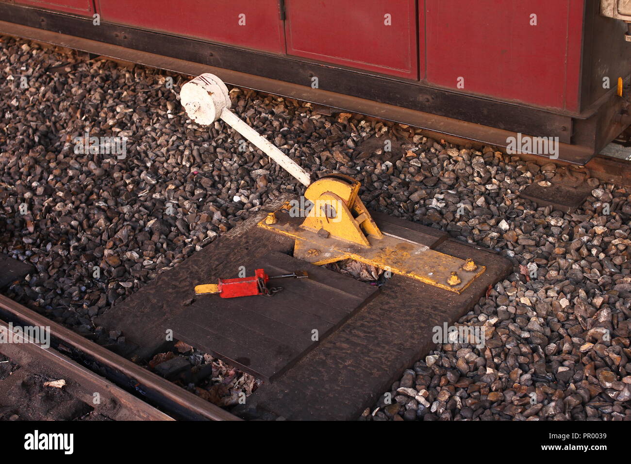 Punkte auf der Schmalspurbahn Stockfoto