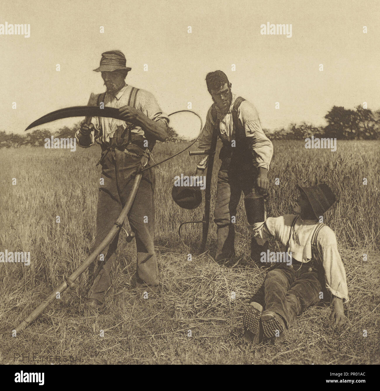In der Barley-Harvest. Suffolk; Peter Henry Emerson, Britischen, geboren in Kuba, 1856 - 1936, London, England; 1888; Photogravure Stockfoto